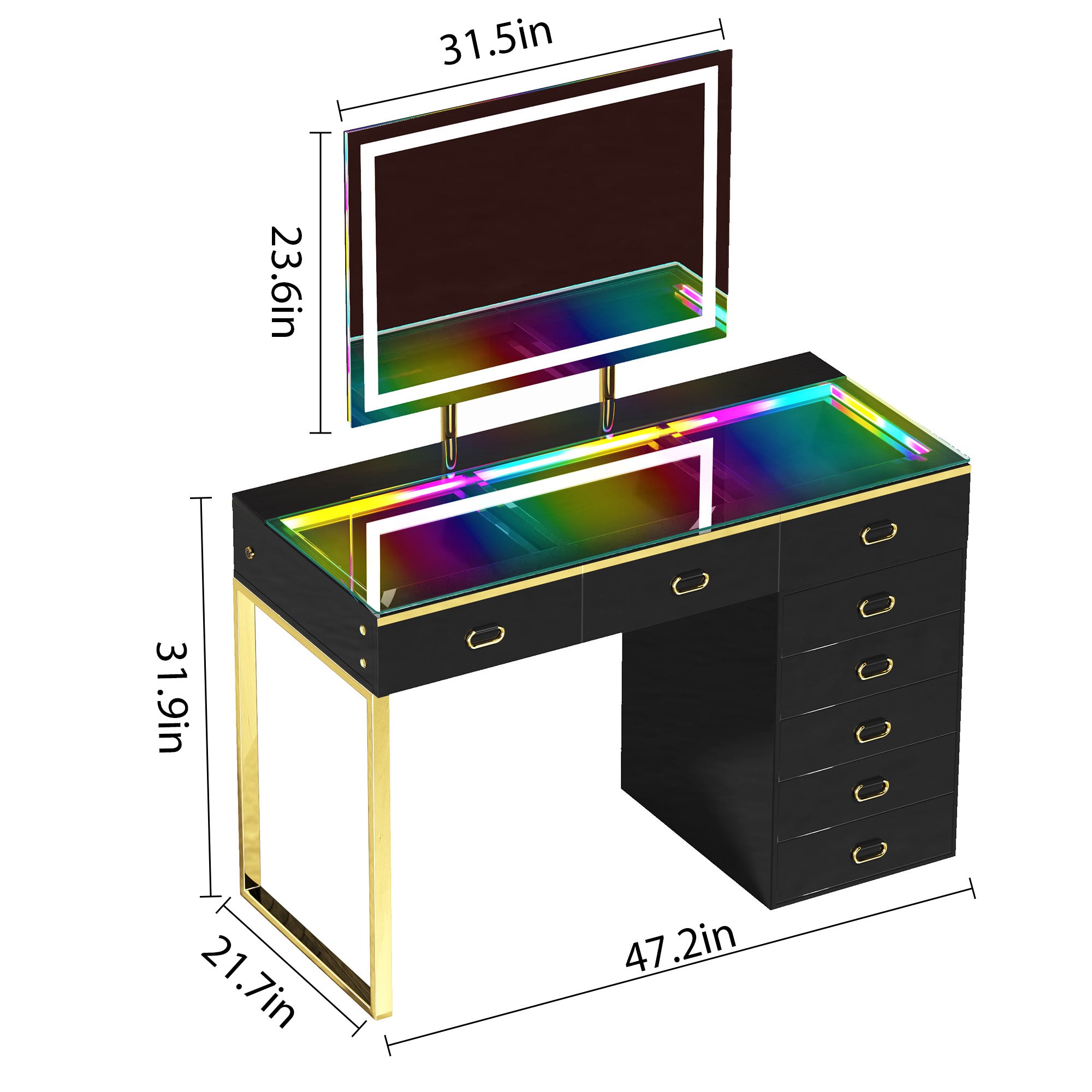 New Release ! VANITII Chelsea Vanity Set with Hollywood Music Mirror