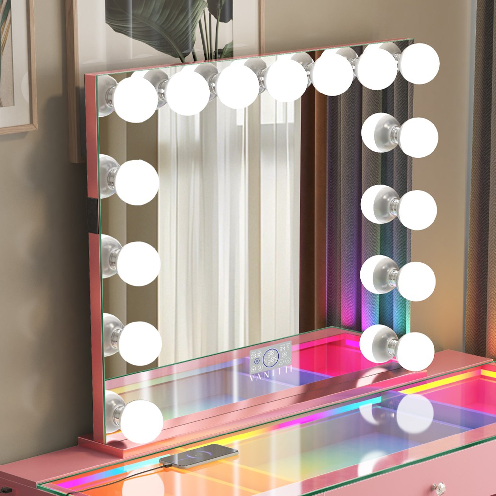 VANITII Marilyn Hollywood Vanity Mirror Pro Max with 15 Dimmable LED Bulbs