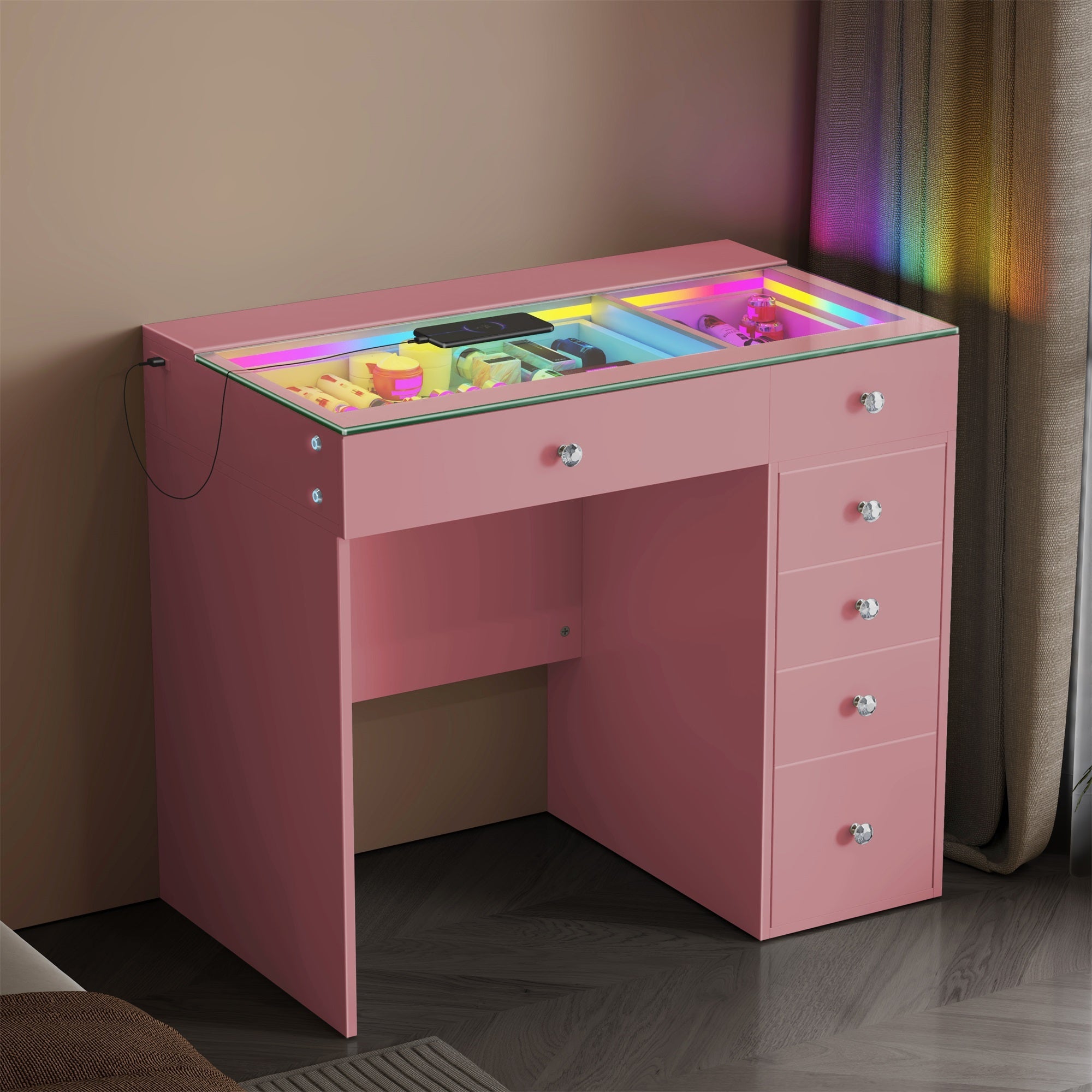 VANITII Mini Diana Vanity Desk- 6 Storage Drawers