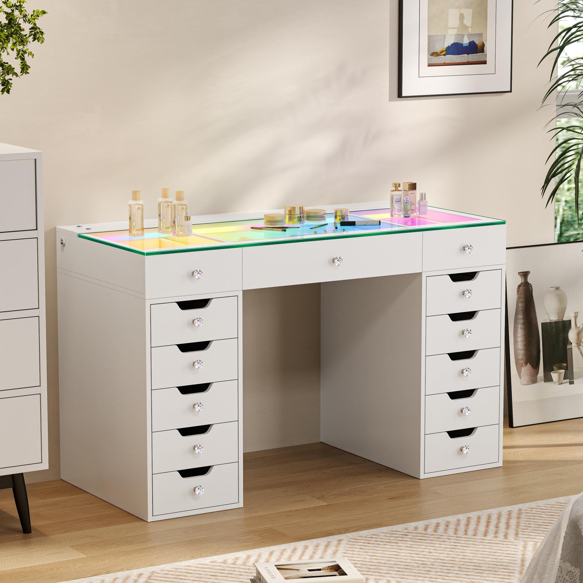 VANITII Mini Eva-RGB Vanity Desk Pro - 13 Storage Drawers