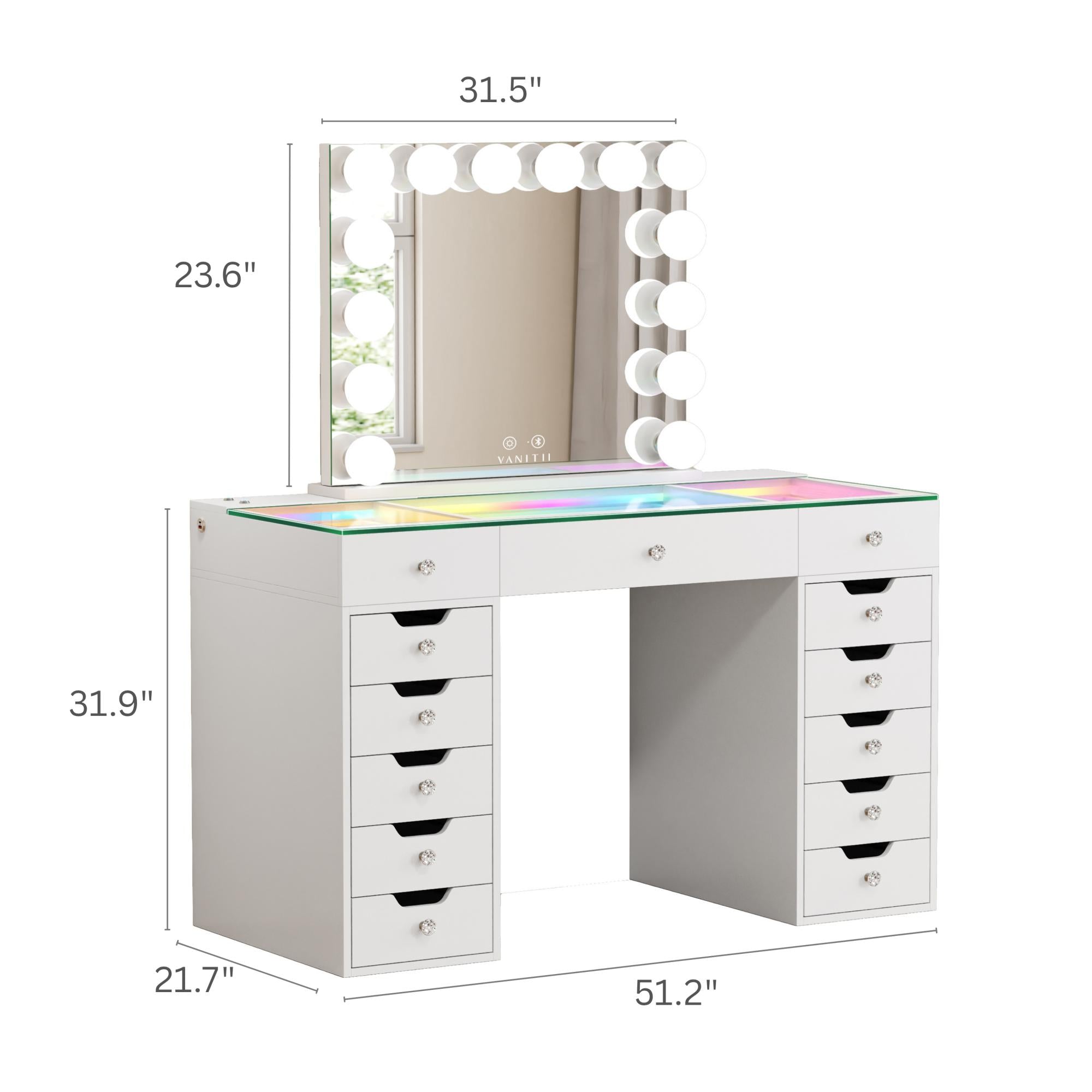 VANITII Mini Eva-RGB Vanity Desk Pro with Marilyn Mirror