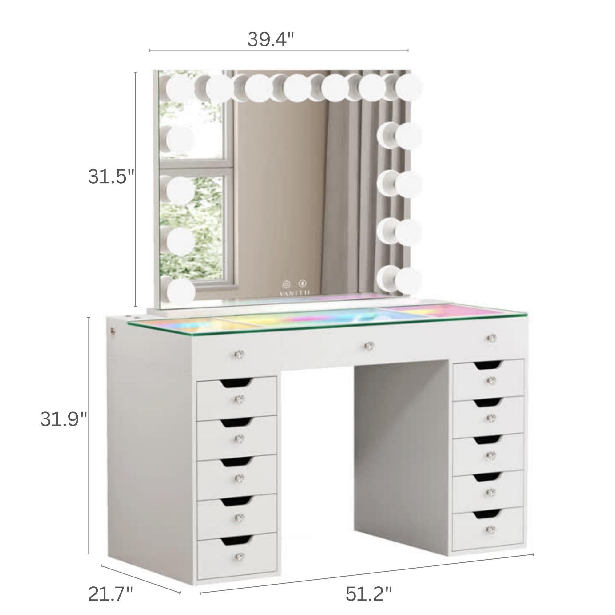 VANITII Mini Eva-RGB Vanity Desk Pro with Marilyn Mirror