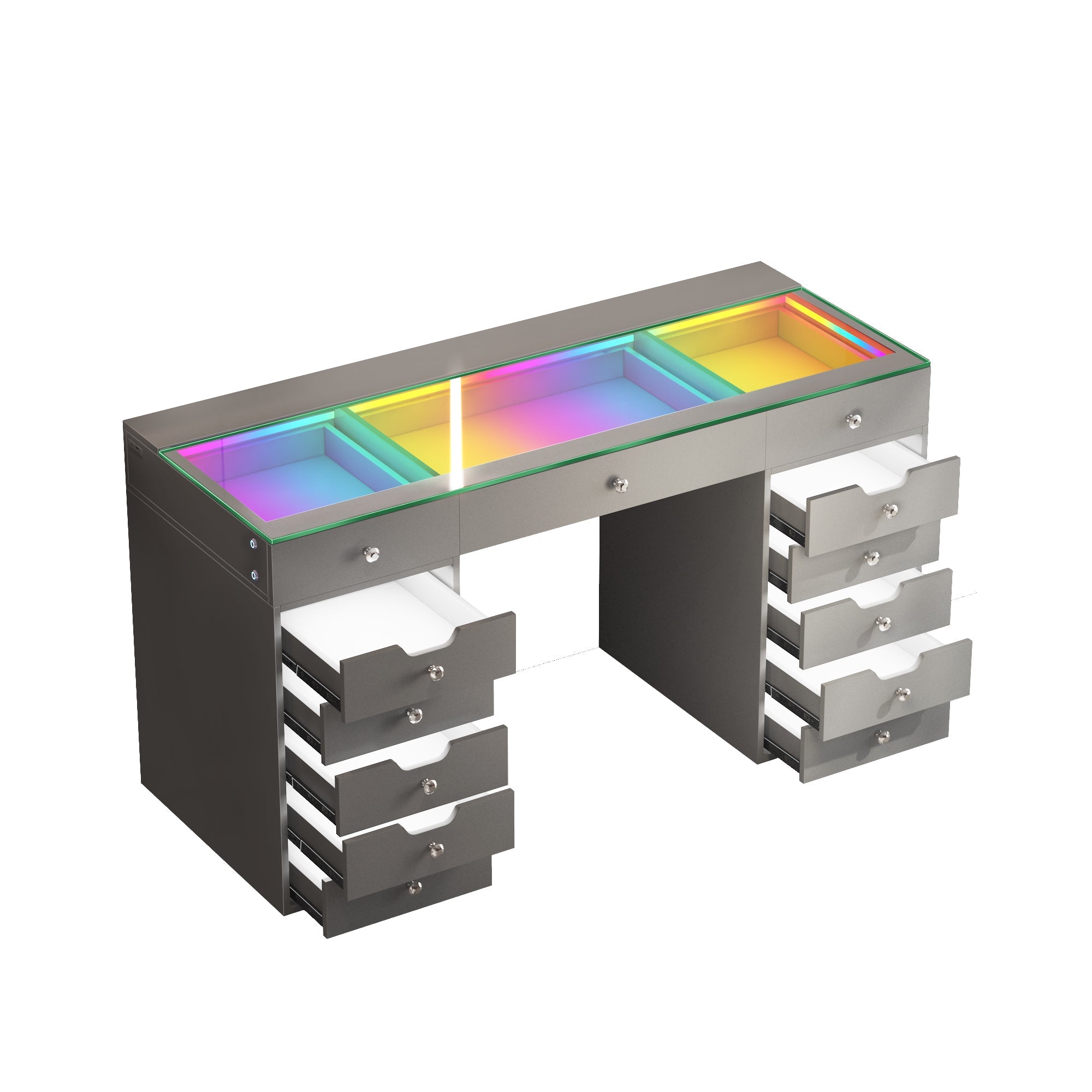VANITII Eva Vanity Desk - 13 Storage Drawers with Full Light &RGB