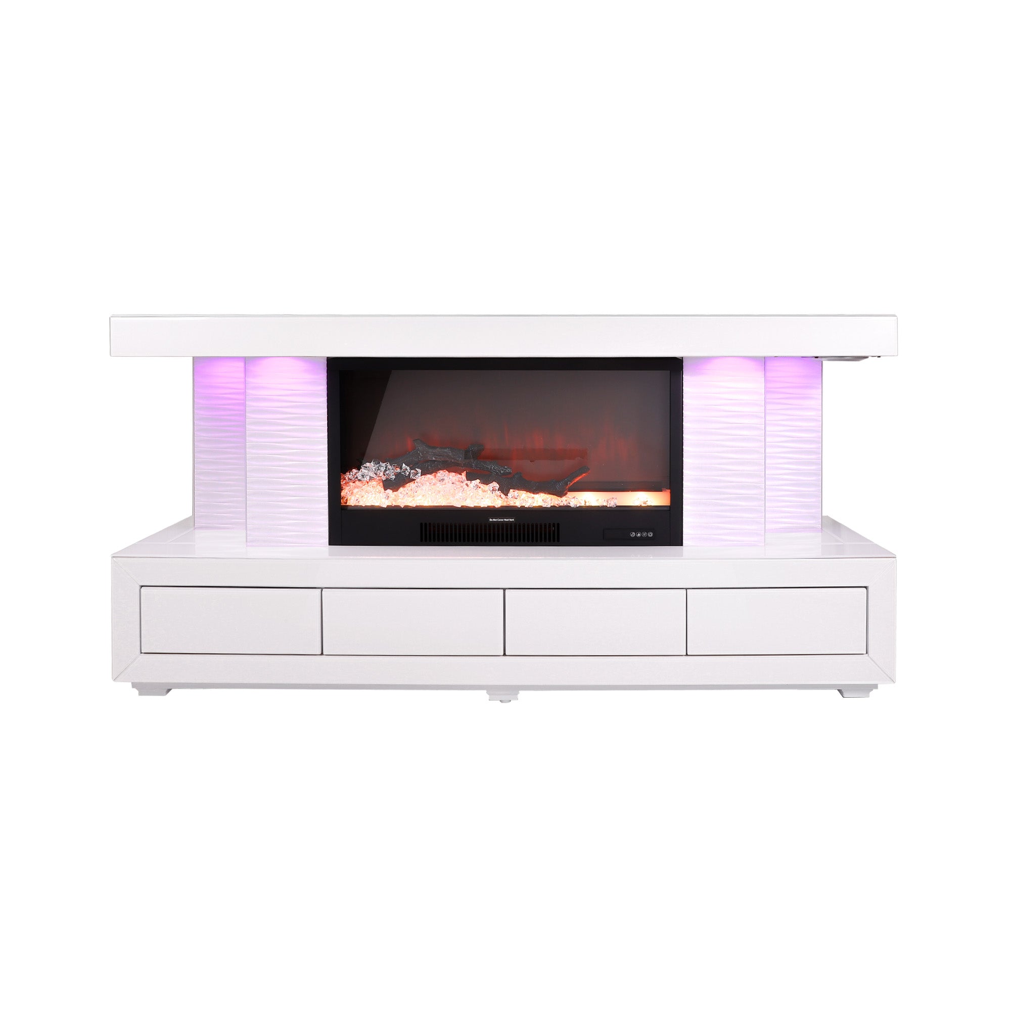 VANITII TV Stand LED Mirrored Fireplace