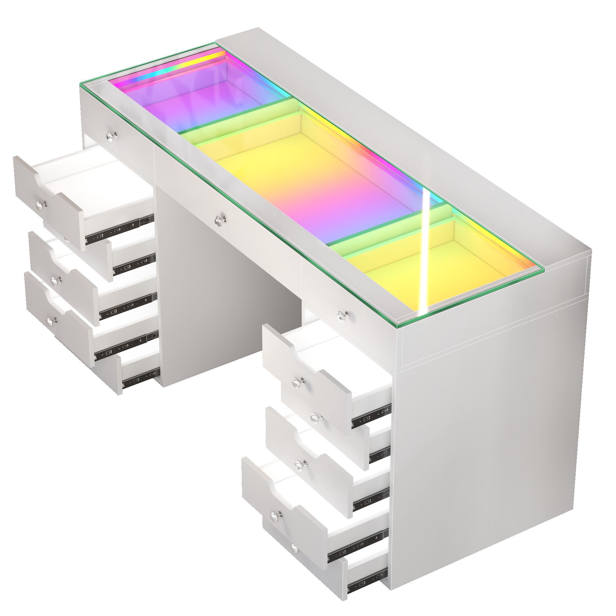 VANITII Eva Vanity Desk - 13 Storage Drawers with Full Light &RGB