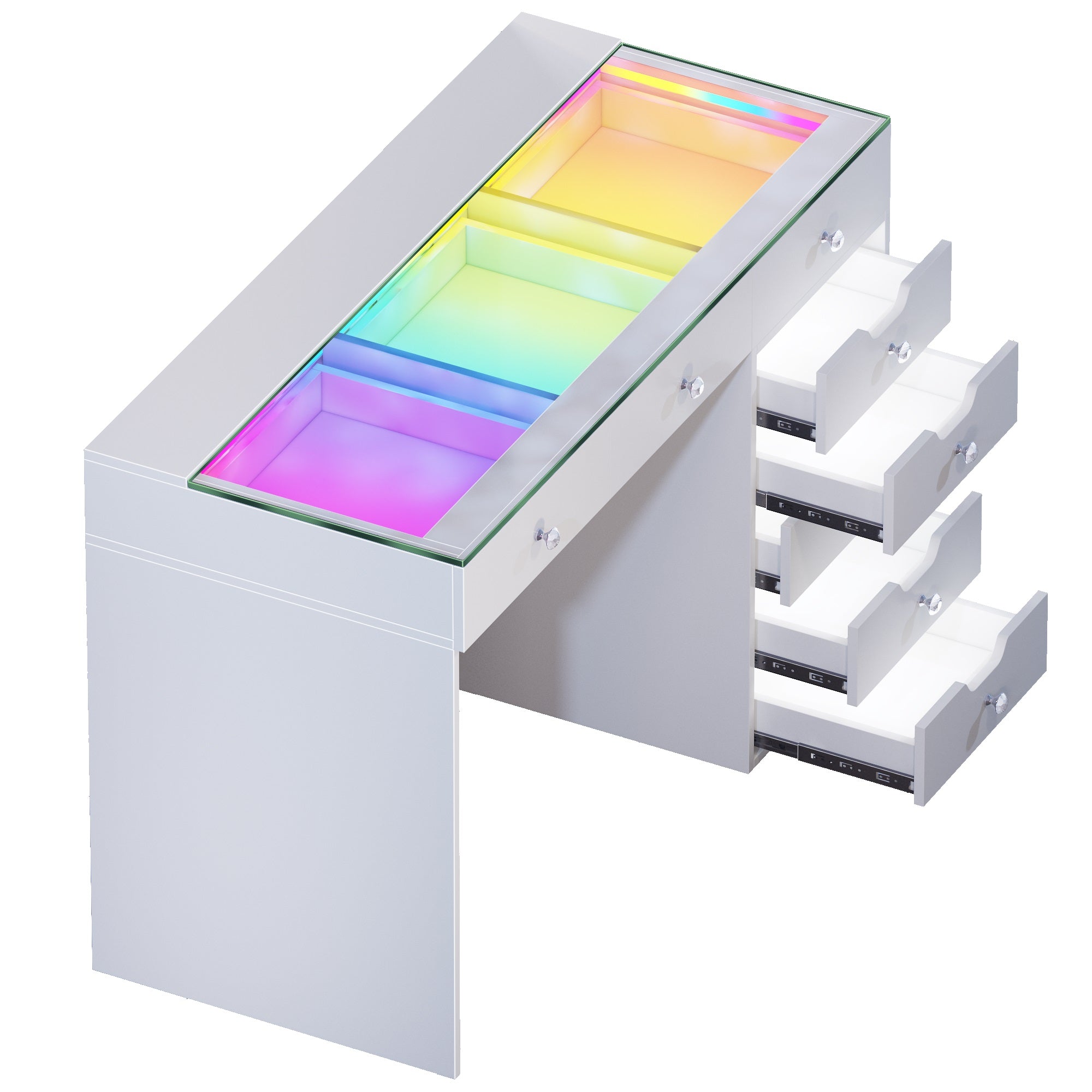 VANITII Diana RGB Vanity Desk with Light - 8 Storage Drawers