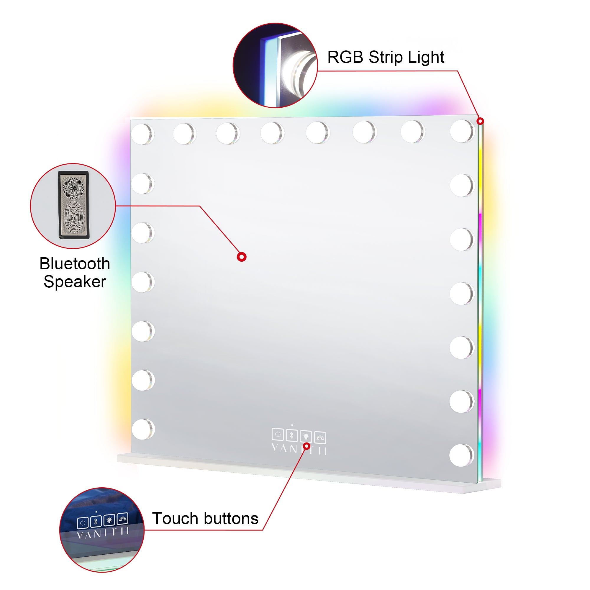 VANITII Mini Diana 6 Drawers Vanity Desk with RGB Mirror (KD)