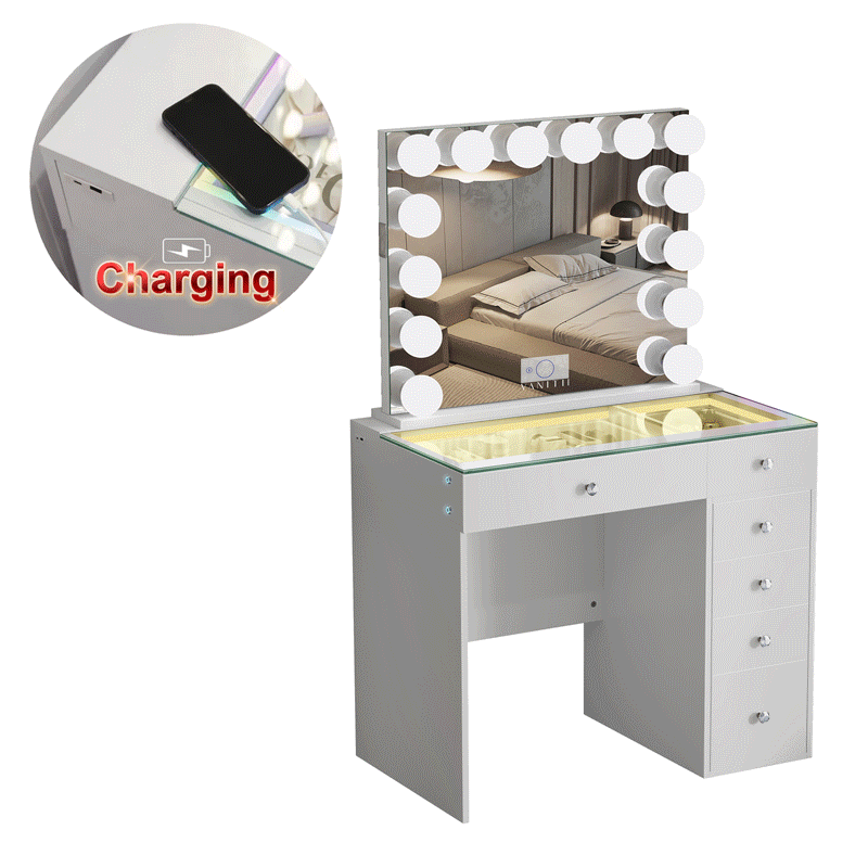 VANITII Mini Diana Vanity Set -6 Storage Drawers with Mirror