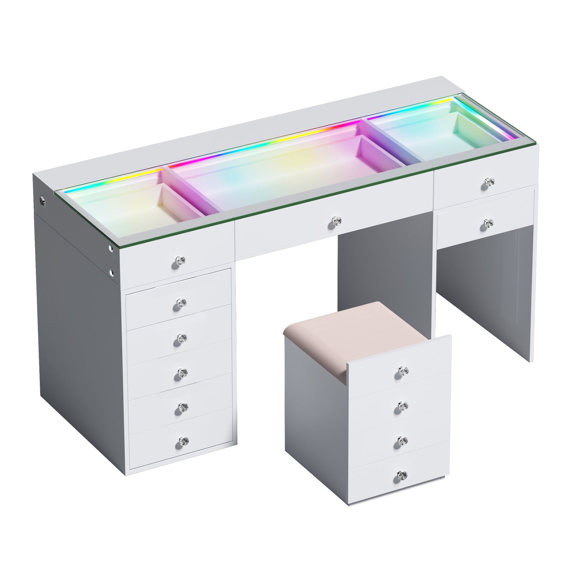 New Release ! VANITII Eva Vanity Set-12 Storage Drawers with A Hidden Stool