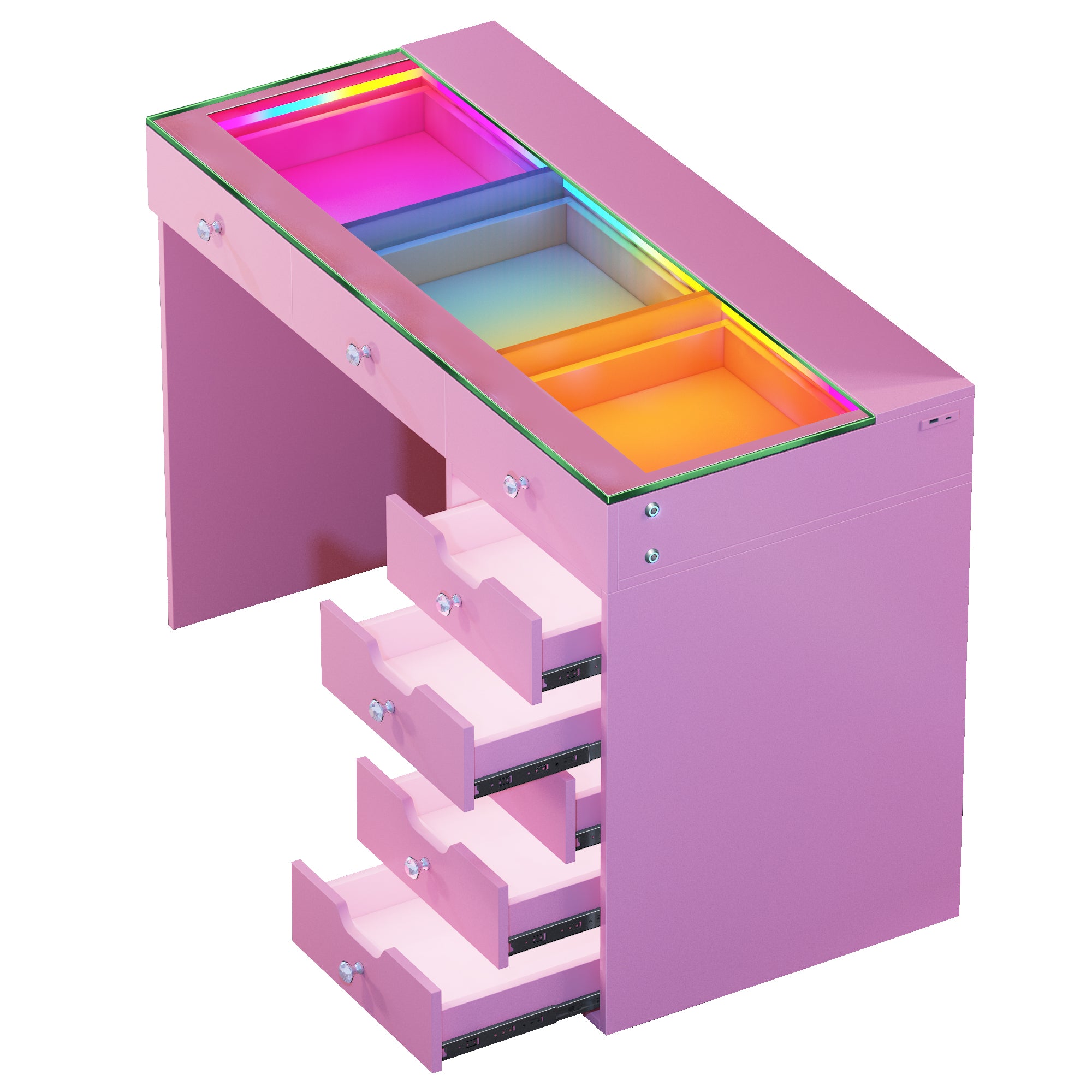 VANITII Diana RGB Vanity Desk with Light - 8 Storage Drawers