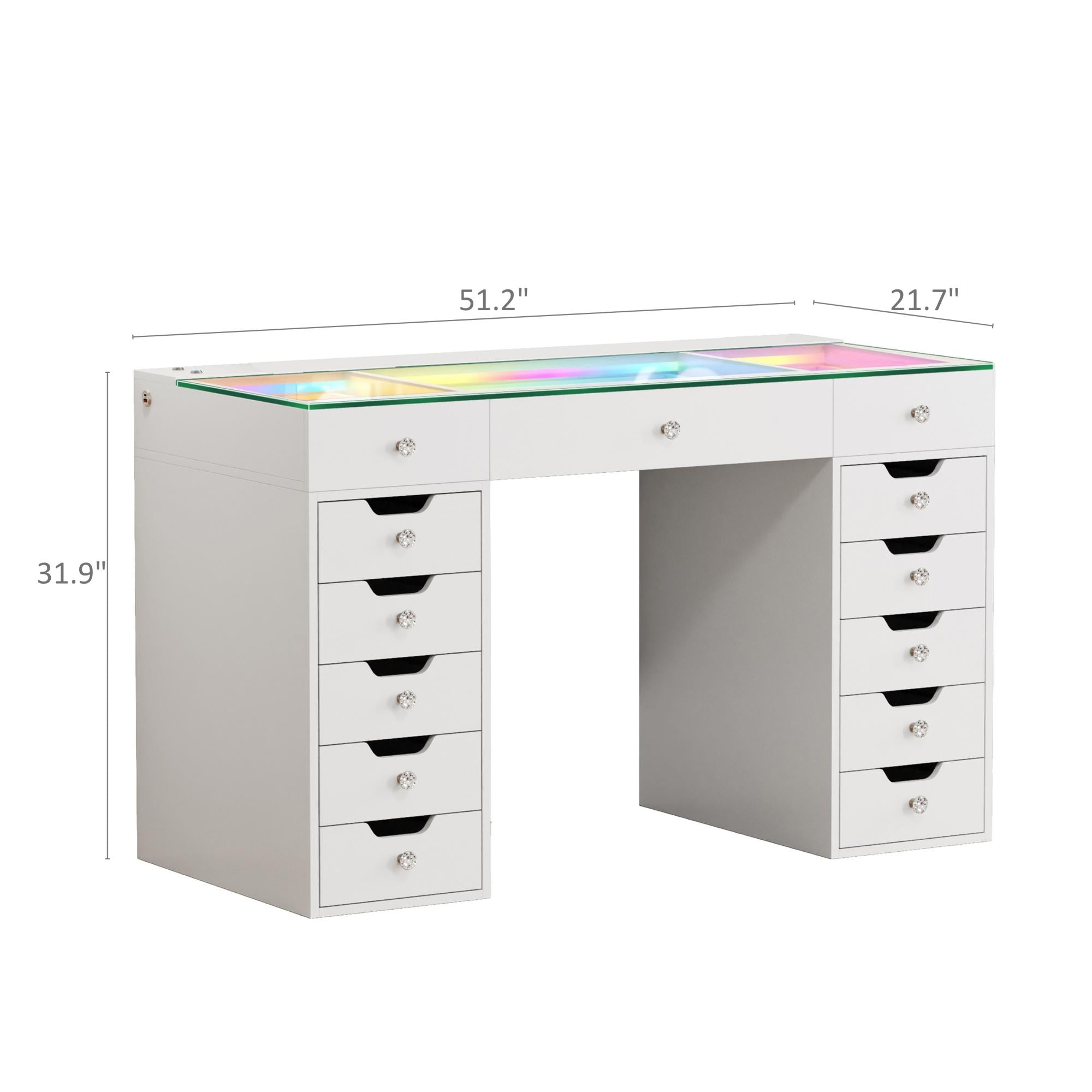 VANITII Mini Eva-RGB Vanity Desk Pro - 13 Storage Drawers