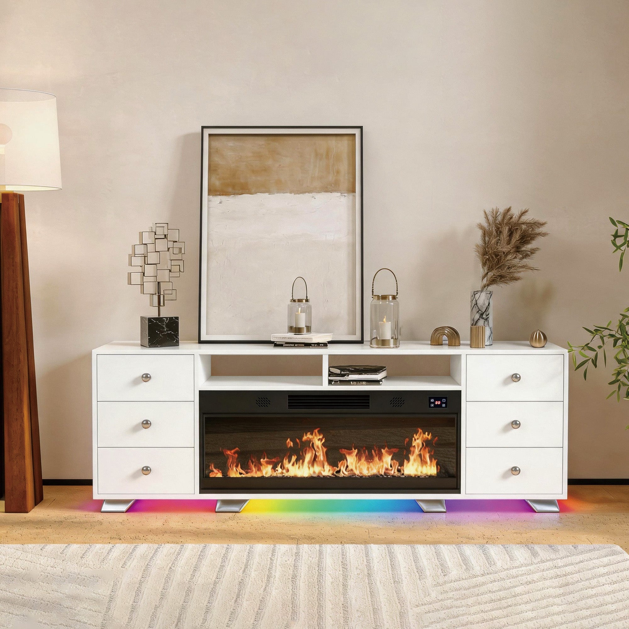 VANITII Sofia TV Stand with Fireplace (KD)