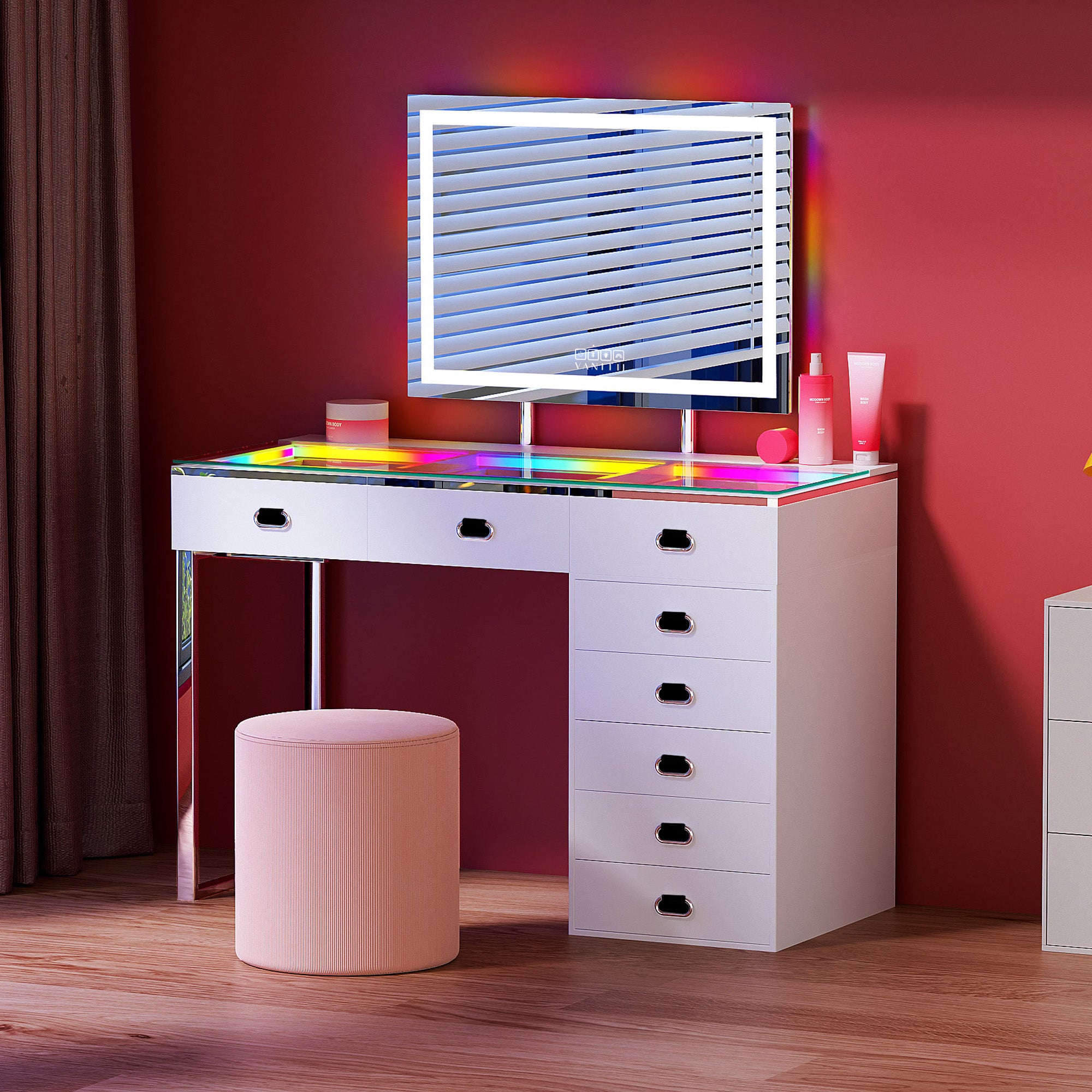 New Release ! VANITII Chelsea Vanity Set with Hollywood Music Mirror