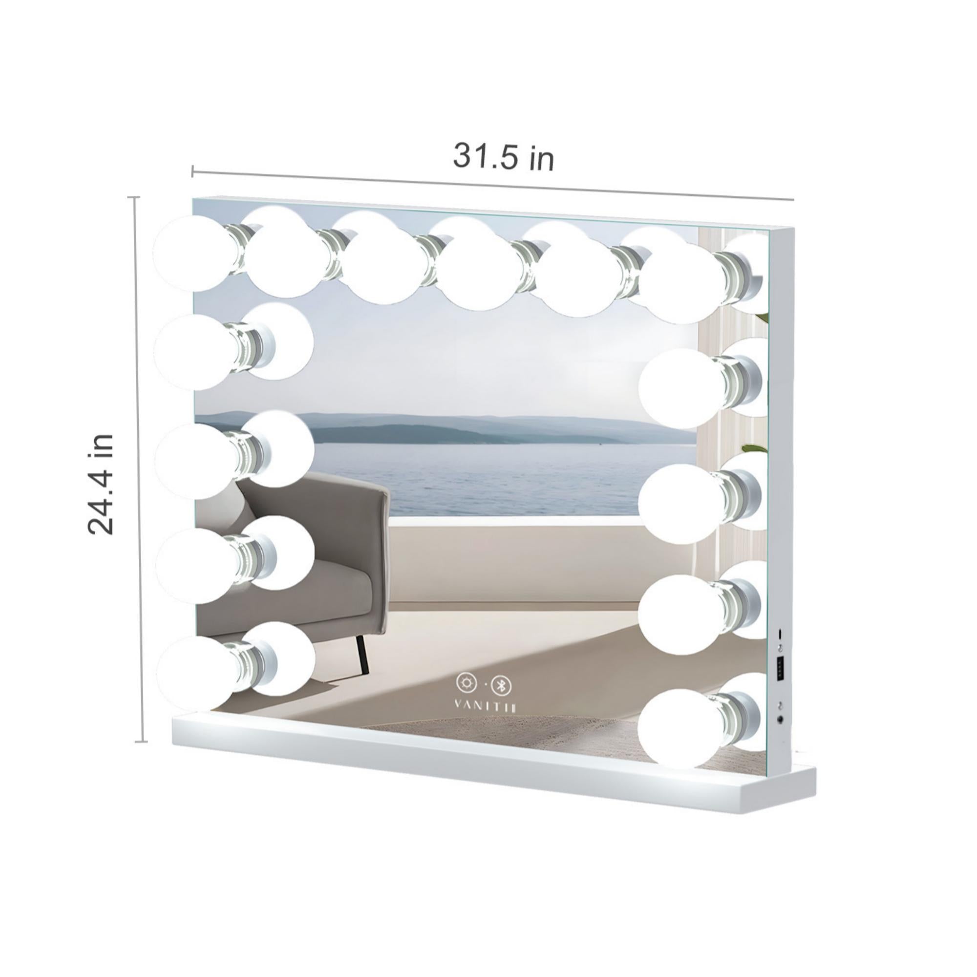 VANITII Diana 8 Drawers Vanity Desk with Marilyn Pro Mirror (KD)