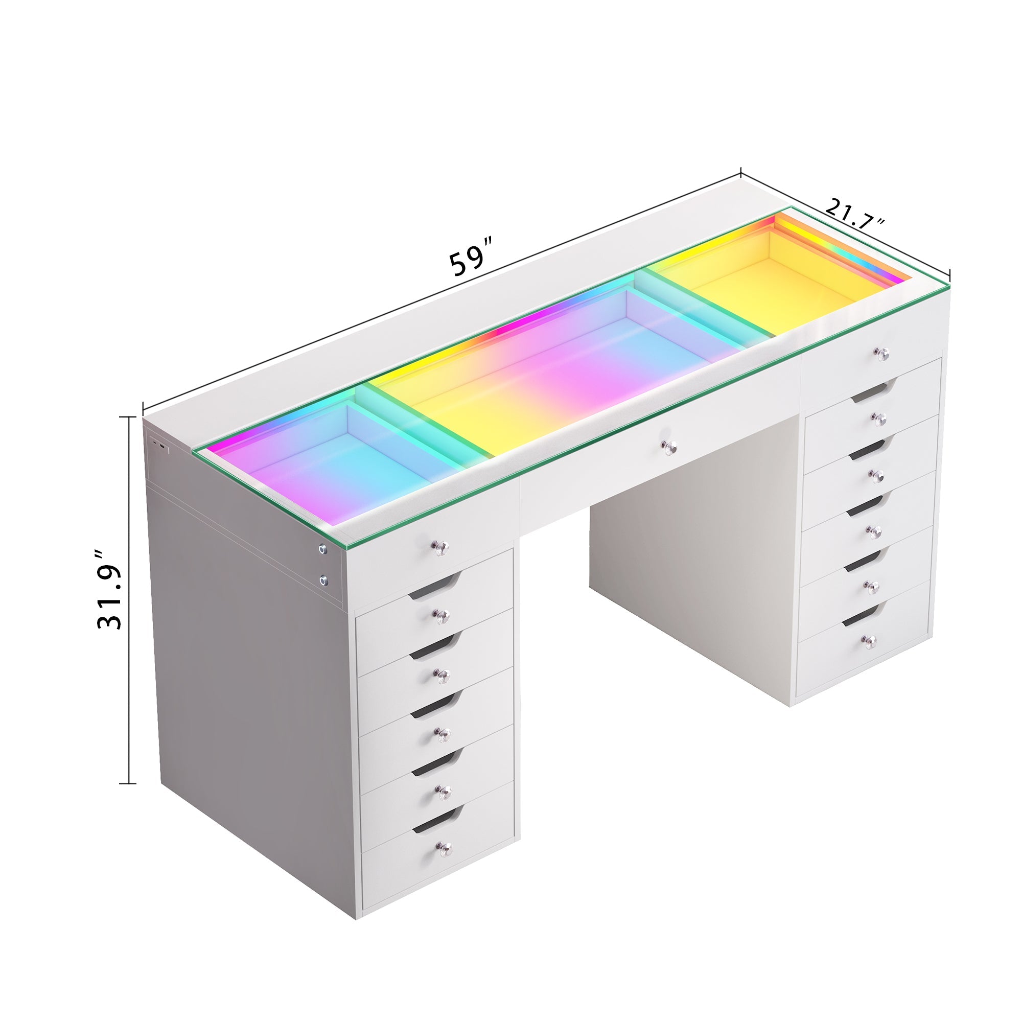 VANITII Eva-RGB Vanity Desk Pro - 13 Storage Drawers