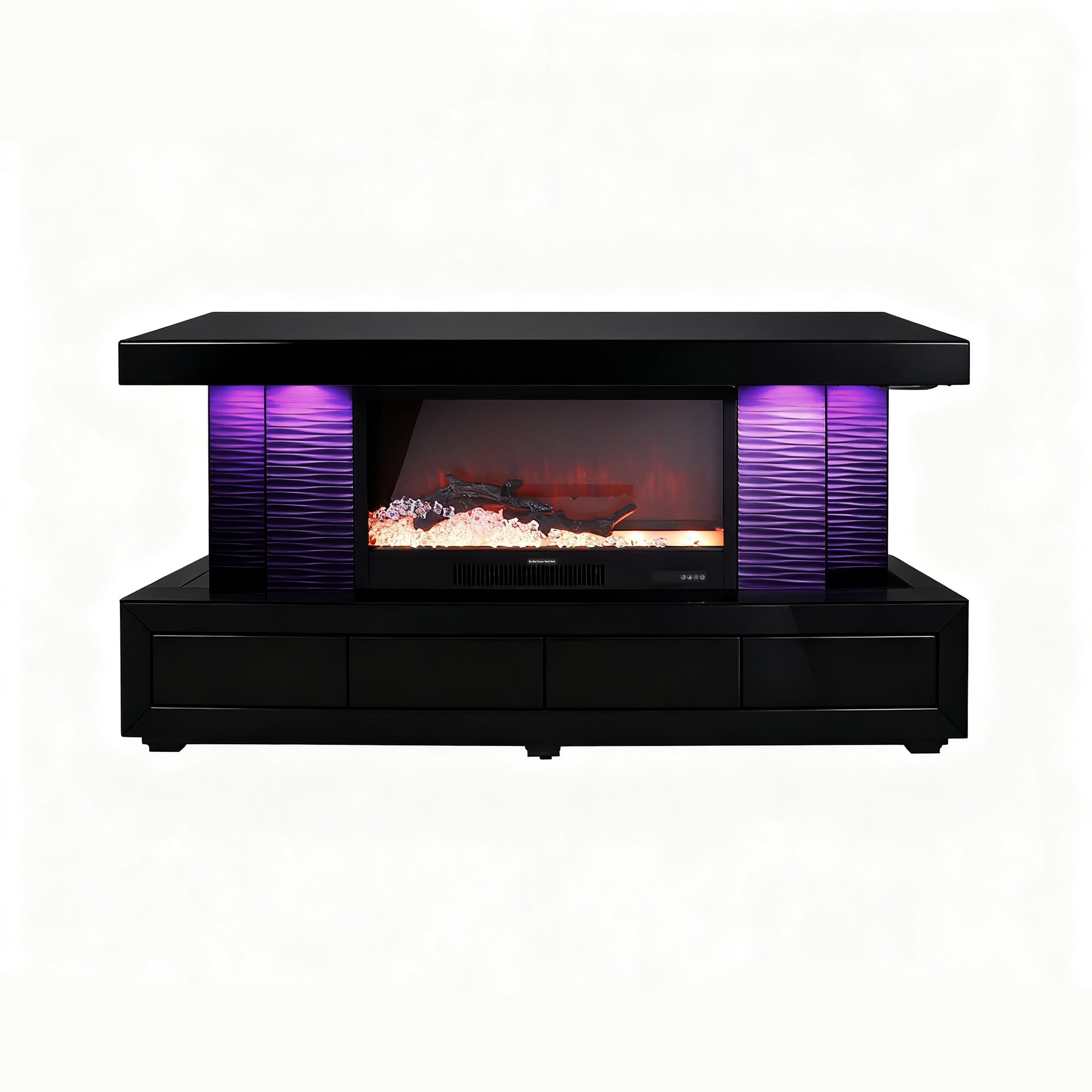 VANITII TV Stand LED Mirrored Fireplace