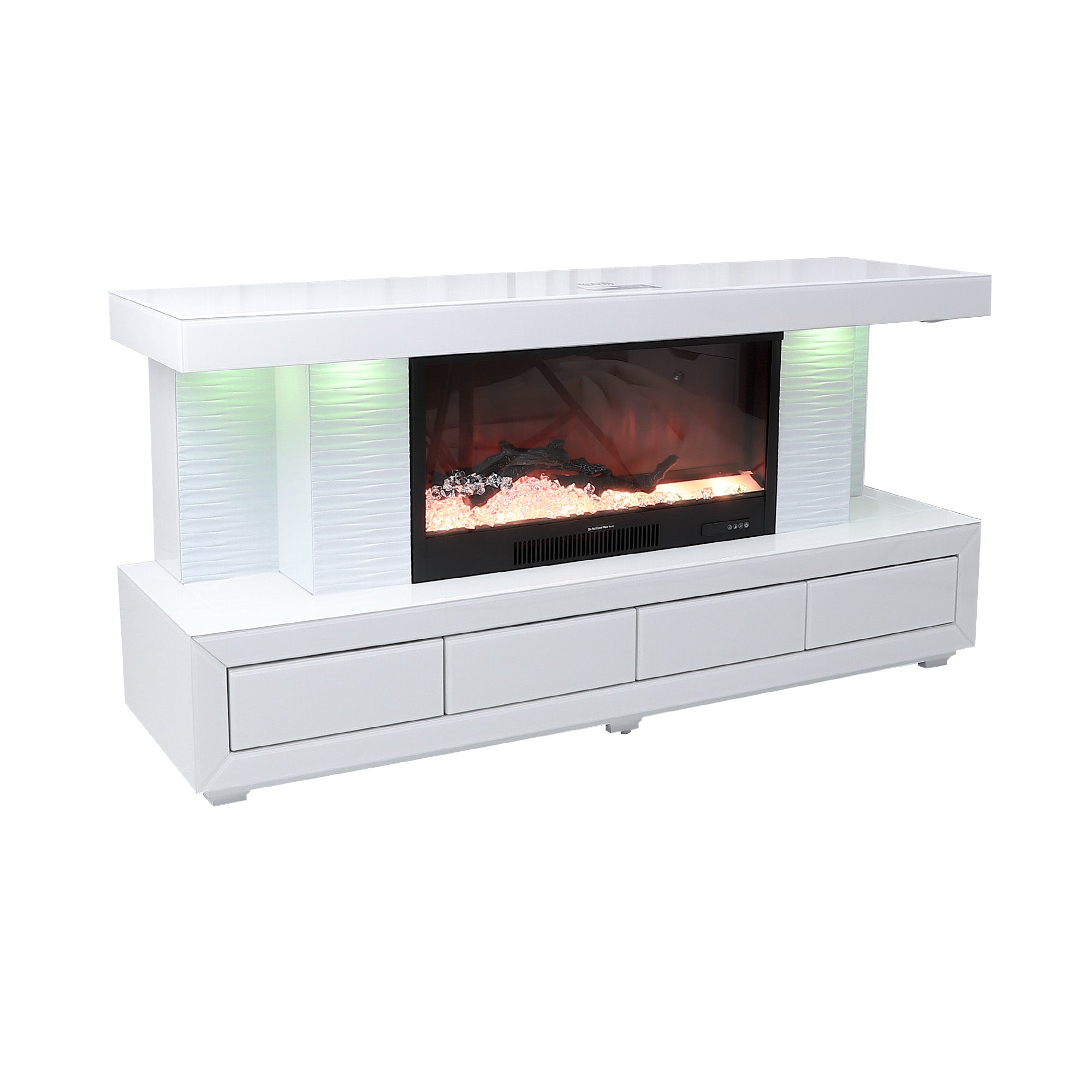 VANITII TV Stand LED Mirrored Fireplace