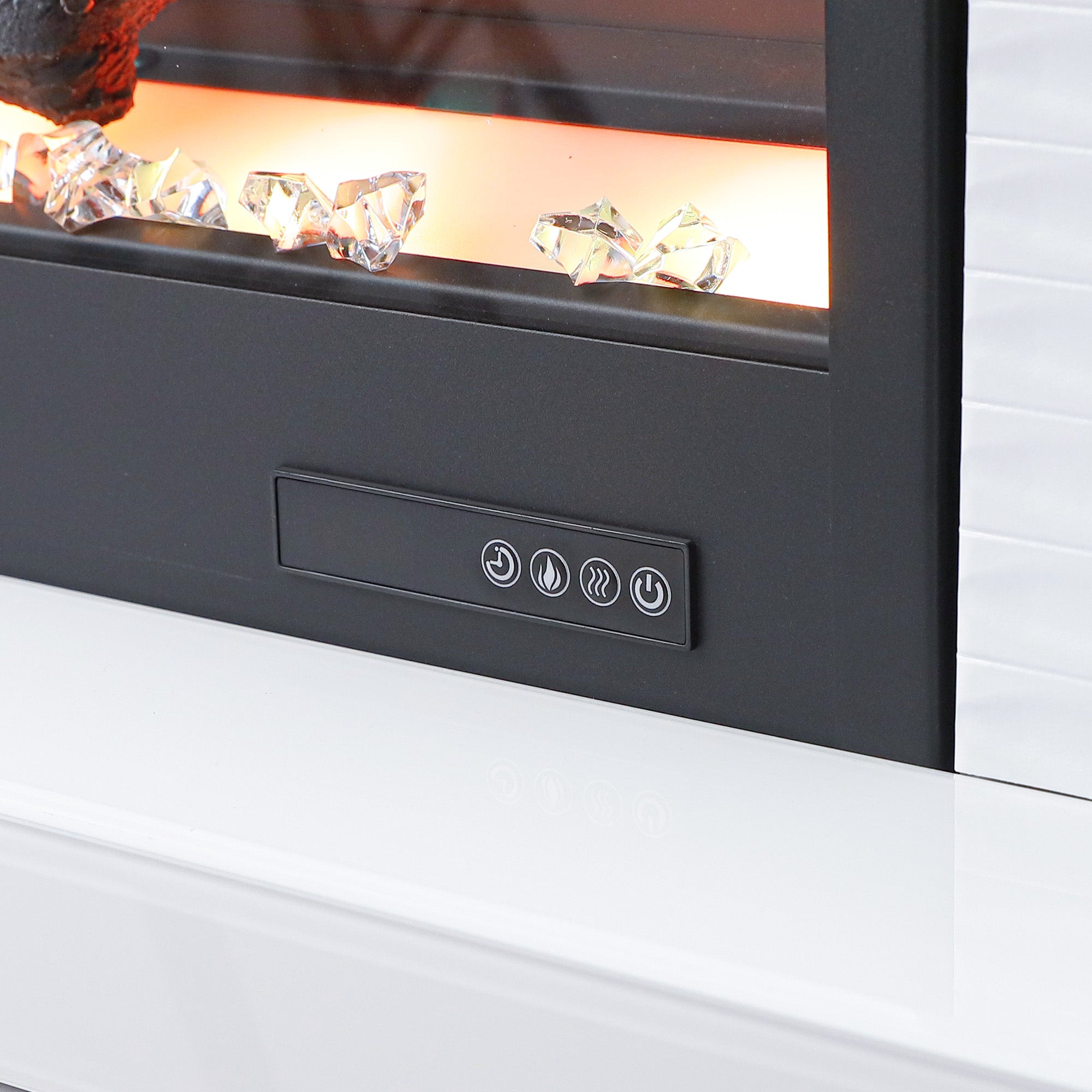 VANITII TV Stand LED Mirrored Fireplace