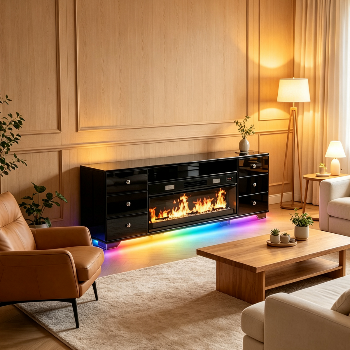 Fully Assembled 70" TV Stand Fireplace