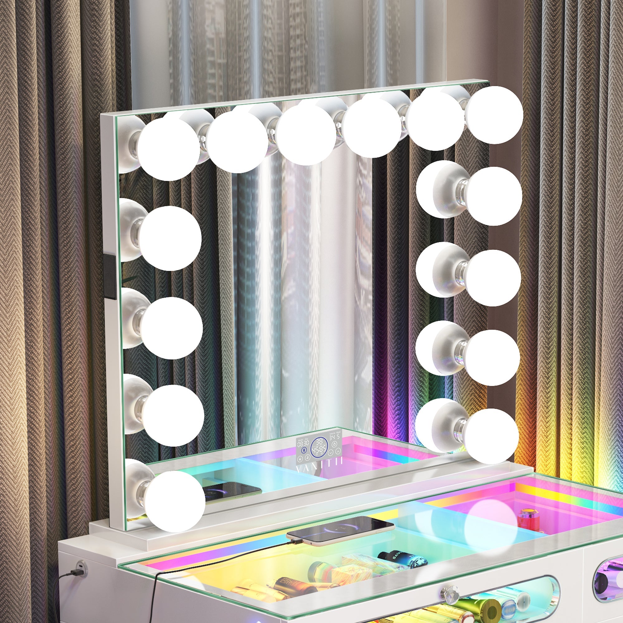 VANITII Marilyn Hollywood Vanity Mirror Pro with 14 Dimmable LED Bulbs