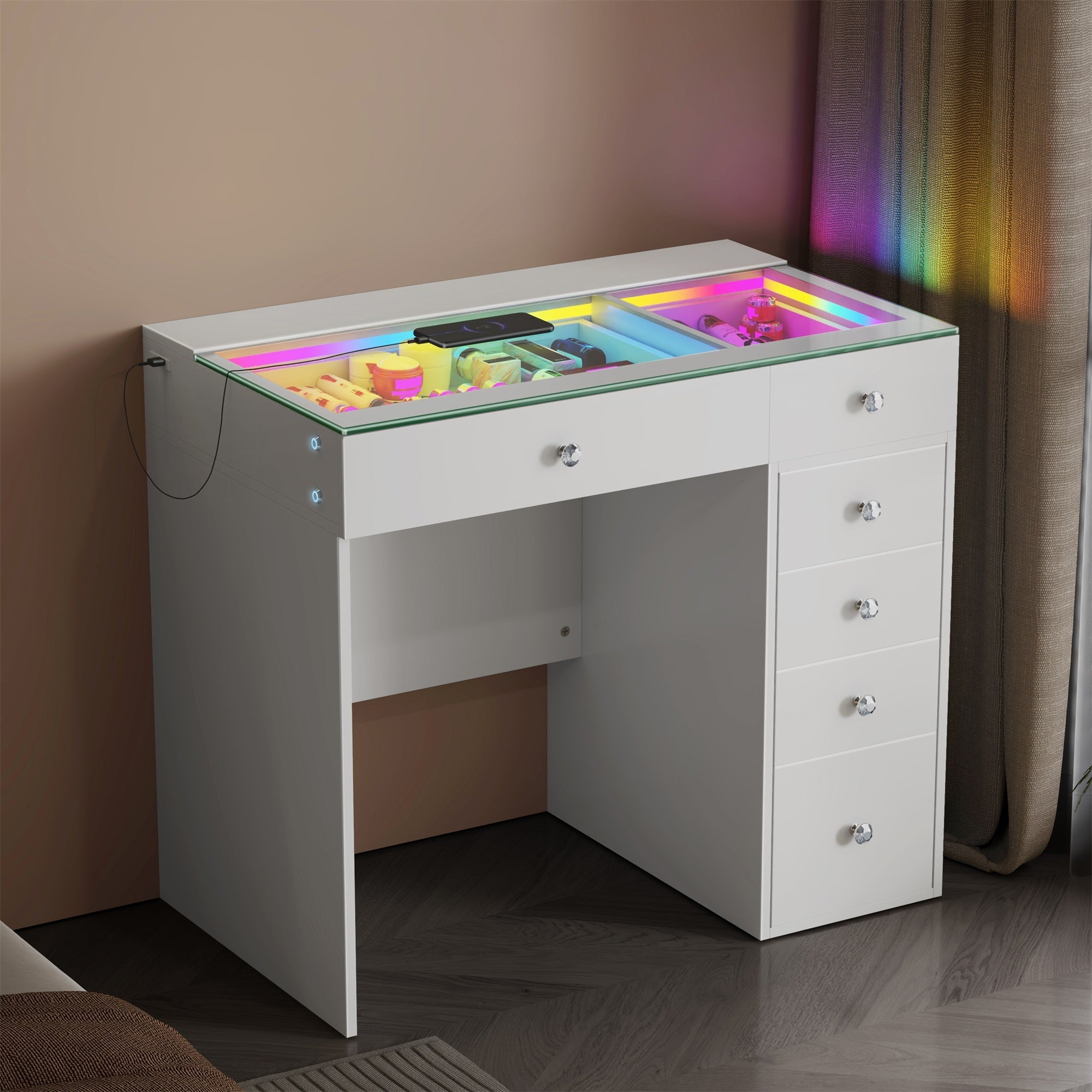 VANITII Mini Diana Vanity Desk- 6 Storage Drawers