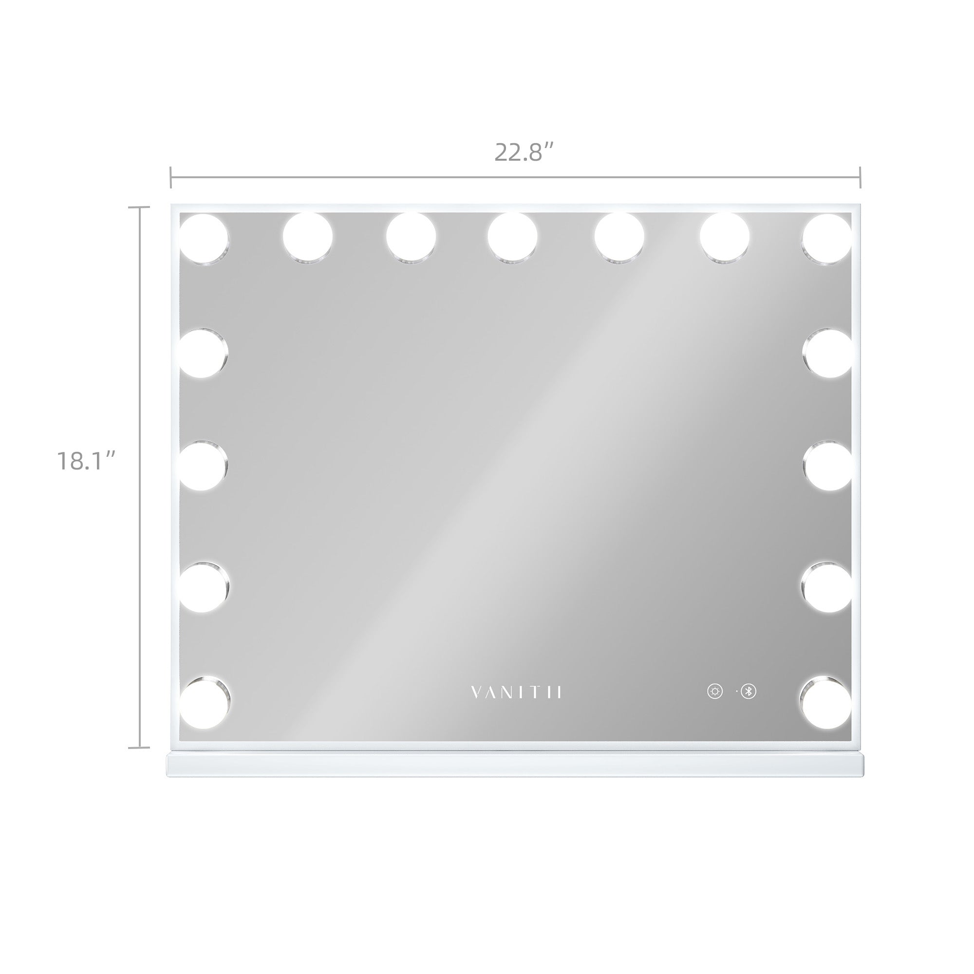 VANITII Mary vanity mirror with 15 dimmable LED lights and stylish design.