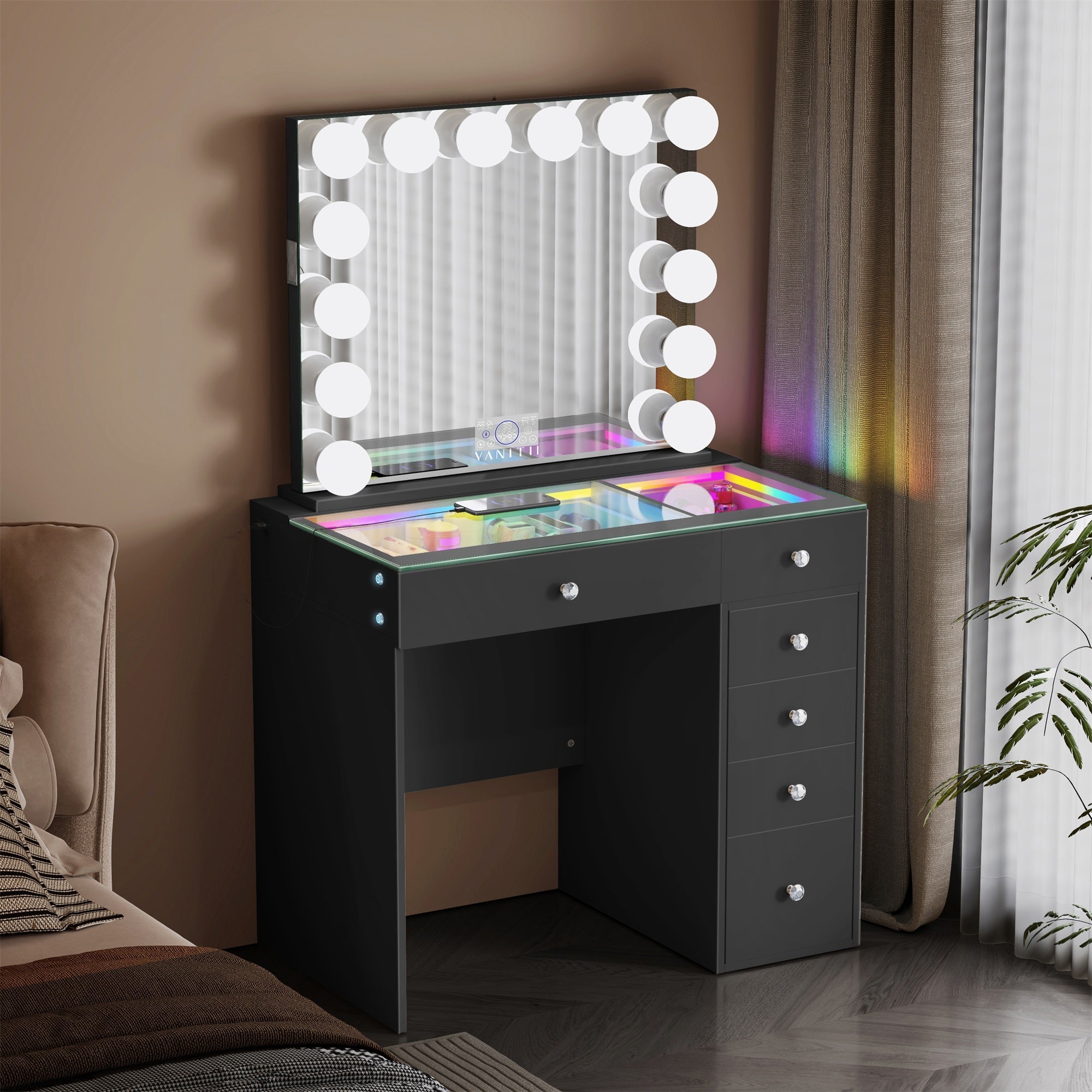 VANITII Mini Diana Vanity Set -6 Storage Drawers with Mirror