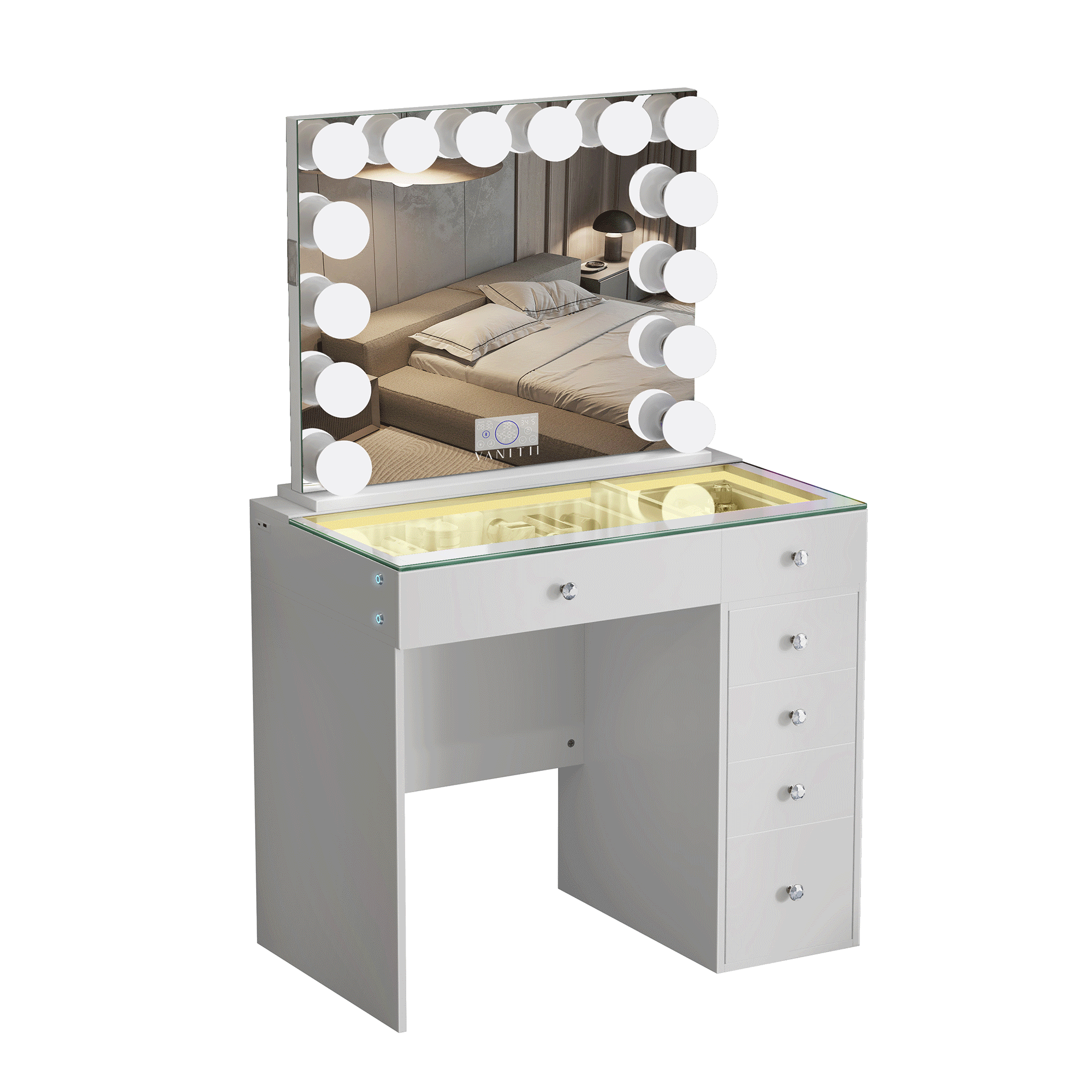 VANITII Mini Diana Vanity Set -6 Storage Drawers with Mirror