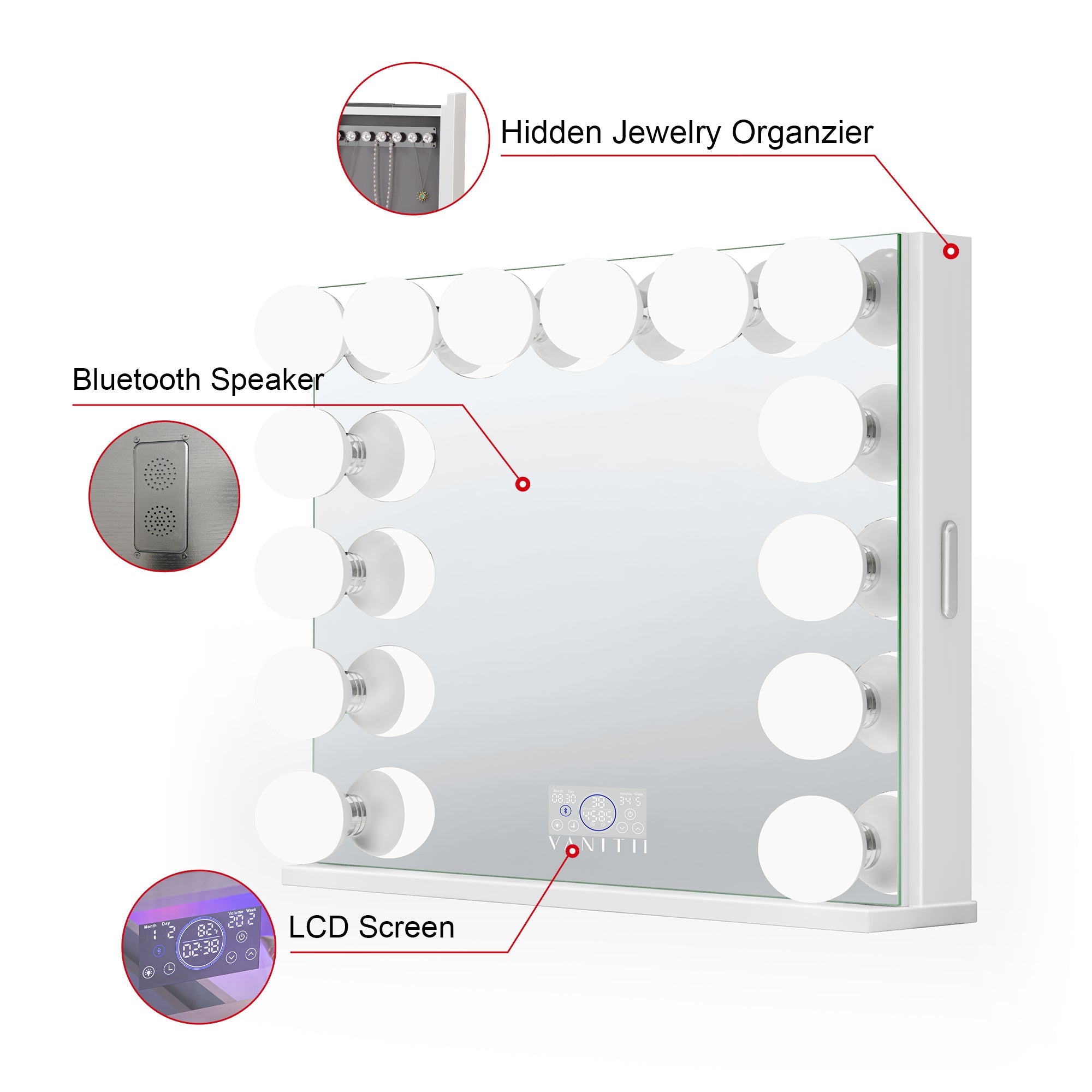 New Arrival! VANITII Marilyn Hollywood Vanity Mirror Pro with Jewelry Organizer